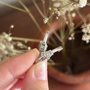 Lili Claspe Earrings Silver Stud Climber Earrings Silver Tone Jewelry